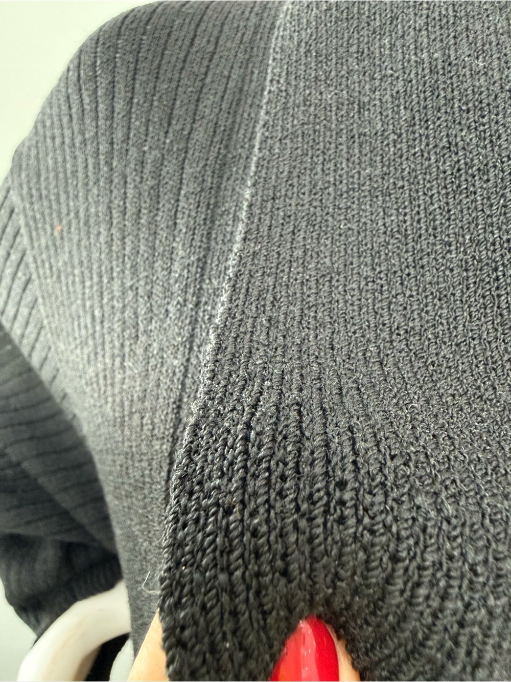 Luxury Wool Black Ribbed Open-Front Longline Cardigan Universal Size - Picture 5 of 15